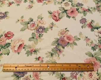 Vintage Floral Twin Flat Sheet: Pink, Purple & Yellow Flowers