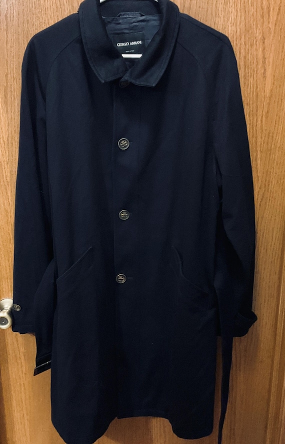 Vintage Giorgio Armani Mens Wool Coat: Navy Blue Outerwear - Etsy