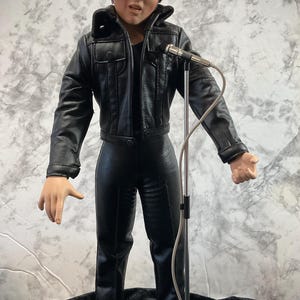 Vintage Ashton-Drake Galleries Elvis Presley &quot;The 68 Comeback Special&quot; Doll/ Stand, Porcelain Elvis,Microphone