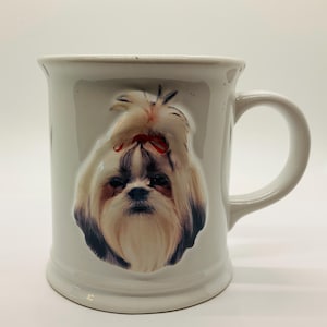 Shih Tzu Puppy Mug/Shih Tzu Portrait Mug/Ceramic Coffee Mugs/Vintage Mugs