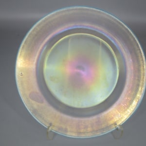 Carder Steuben #2028 Plate 8.5&quot;  Verre de soie Blue edge