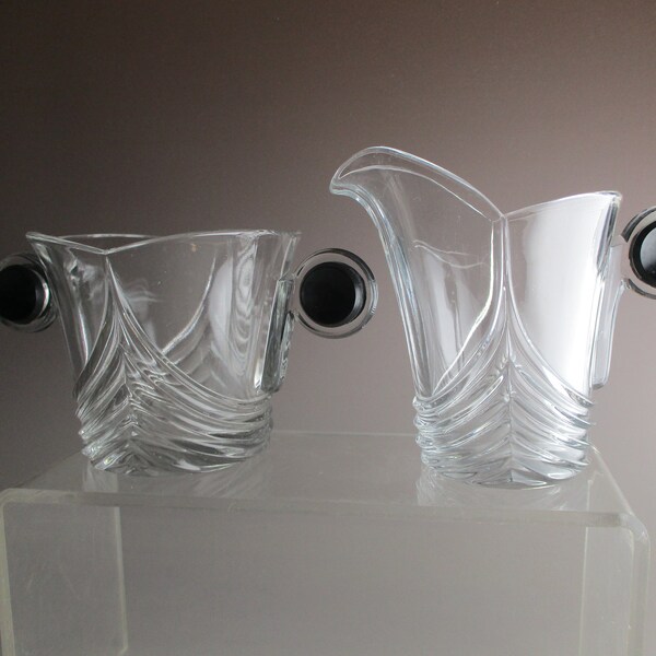 Heisey Stanhope Cream & Sugar - Black Knob