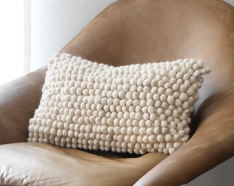 Decorative Pillow Off-White Textured Lumbar Pillow Cover-Handmade-Handwoven | Throw Pillow Bohemian Pillow Cover | Decorative Pillows
