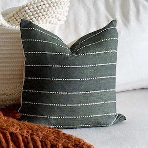 Olive Green Throw Pillow Covers, Custom cotton pillow, Soft green with white stripe, Long Lumbar, Decorative Decor Pillow