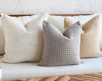 Combinación de almohadas Boho / Juego de almohadas para sofá Almohadas de tela de barro Gris Azul MudCloth / Juego de fundas de almohada decorativas / Cojines decorativos únicos