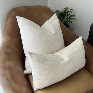 Kissenbezüge | Lendenkissen | Boho Handgefertigte Schlamm Tuch Kissenbezug | Elfenbein Weiß | Schlammtuch Kissenbezug | Dekoratives Kissen 20x20