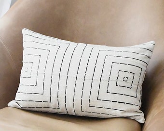 Handmade African Mud Cloth Pillow Case | White Mud Cloth | Mudcloth Cushion | Mudcloth Pillow Case | Decorative Pillow Case | Lumbar Pillow