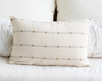Beige Decor Pillow | Lumbar Beige Pillow Cover | Off white pillow cover | Striped Tan Pillow | Farmhouse Decor Boho Decor |  20x20