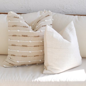 Beige Boho Pillow Combination | Sofa Pillow Set White MudCloth | Decor Pillow Cover Set | Unique Throw Pillows Decorative Pillow Tufted