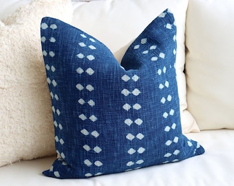 Indigo Royal Blue Throw Pillow Covers, Decorative Pattern Pillows