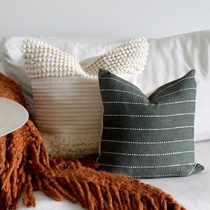 Textured Boho Pillow Cover Combination | Sofa Pillow Set | Beige 20x20 tufted pillow | 16x16 Throw Pillow | Handmade Green Pillow
