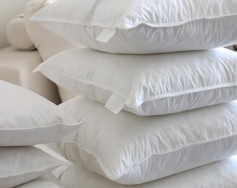 2 Pillow Insert Sets | Genuine Soft Down and Goose/Duck Feather Fill White Pillow Inserts | 20x20 | 18x18