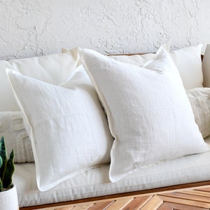 Linen Ivory 18x18 Throw Pillow | 20 x 20 Linen Pillow Cover | Soft White Throw Pillows | Decorative Pillow Cover | Accent Pillows 20 inch