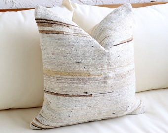 20 x 20 Inch Wool Textured Throw Pillow Cover, Decorative Pillows, Neutral Bedroom Living Room Decor, Large Accent Pillows