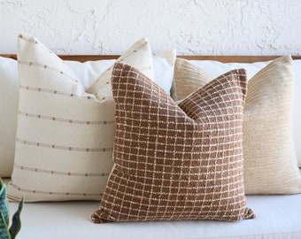 Brown Boho Pillow Combination | Sofa Pillow Set Thai Cloth Pillows Beige | Decor Pillow Cover Set | Unique Throw Pillows Accent Decor pillow