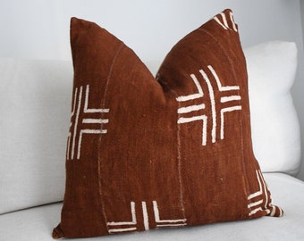 Handmade African Mud Cloth Pillow Case Brown Mud Cloth | Rust Throw Pillow | Mudcloth Pillow Case | Brown Accent Pillow | Decorative Pillow