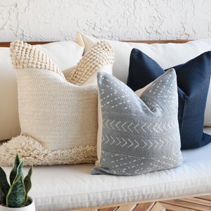 Blue throw pillow | Boho Pillow Combination | 16 x 16 Light Blue Pillow Set | Beige 20x20 tufted pillow | 18x18 | throw pillow covers 20x20