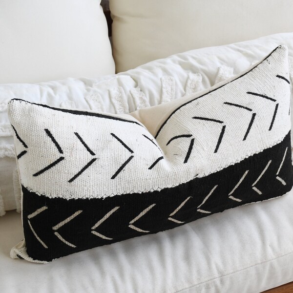 Black and White Lumbar Pillow Etsy
