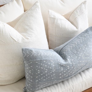 Boho Pillow Combination Sofa Pillow Set Mud Cloth Pillows Gray Blue MudCloth Lumbar Decor Pillow Cover Set Unique Throw Pillows image 1