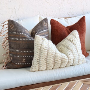 Brown Terracotta Beige Throw Pillow Cover Set, Textured Pillows