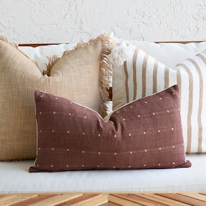 Burgundy sofa pillows top