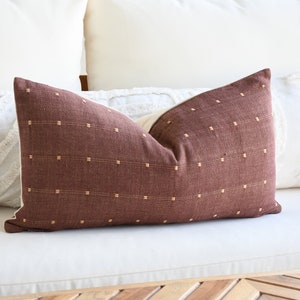 Housses de coussin lombaire marron bordeaux faites main, 12 x 22 oreillers, housse brun foncé doux, jeté décoratif 20 x 20, 18 x 18 ou 12 x 18