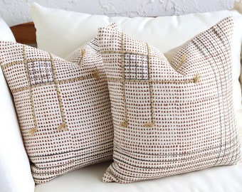 2 Abstract Throw Pillow Cover Set, Decorative Pillows, Beige Bedroom Decor, Soft Accent Pillows, Mid Century Modern