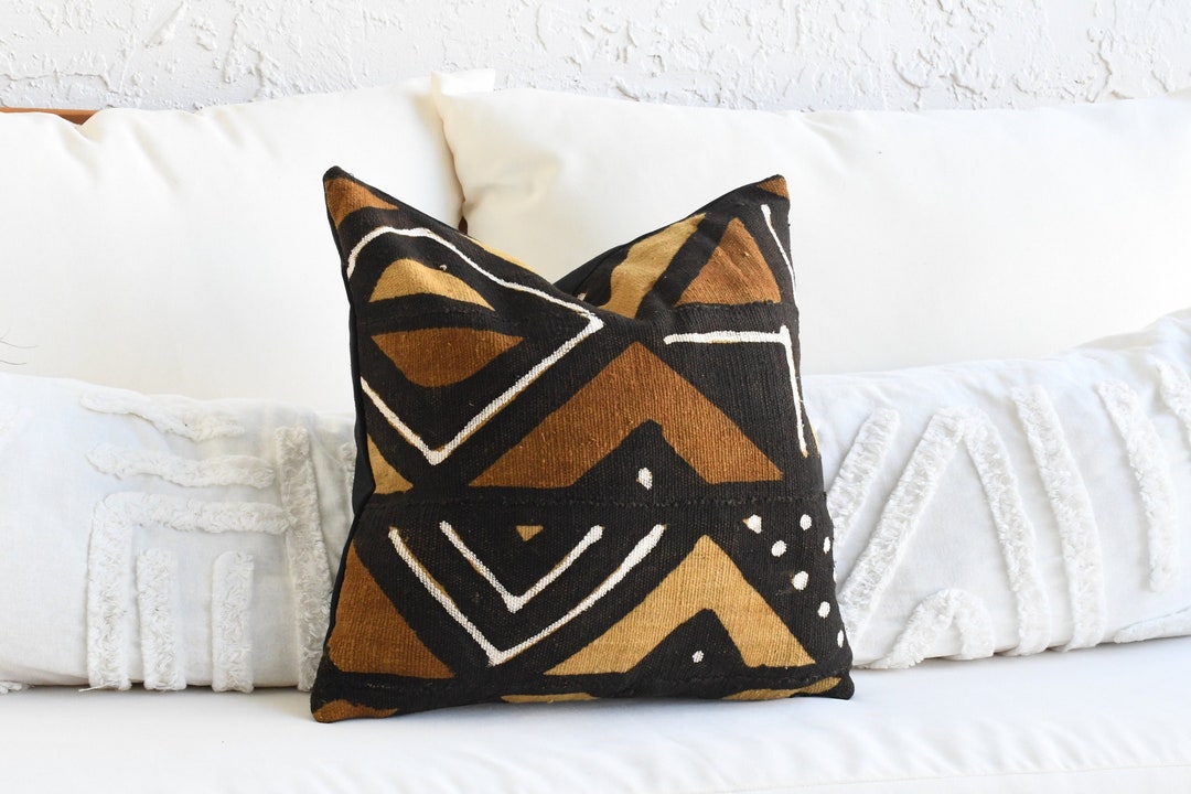 Handmade African Mud Cloth Pillow Case, 20 X 20 Inch Multi-color 