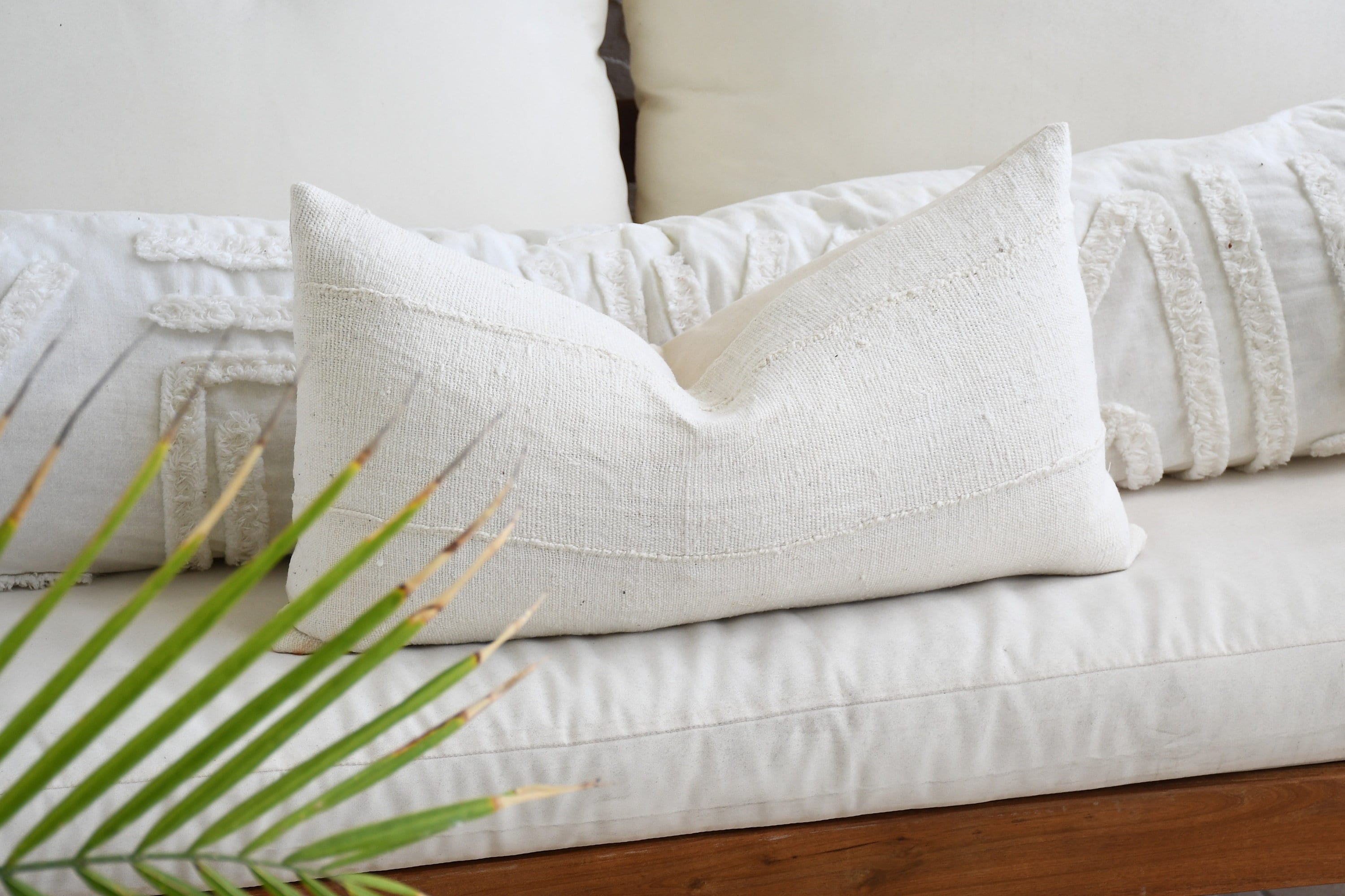 Neutral Boho Pillow Set Sofa Pillow Set White Mud Cloth Decor Textured  Pillow Cover Set Lumbar Throw Pillow 