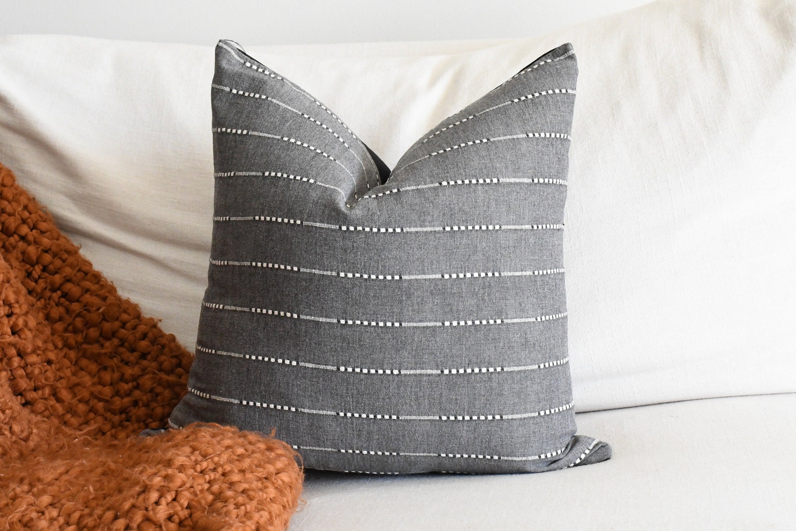 20 X 20 Gray Throw Pillow Covers 18 X 18 Gray Cotton Pillow Etsy