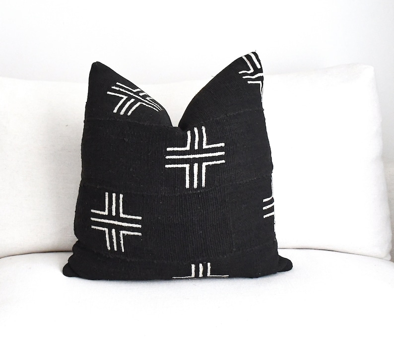 Black Long Lumbar Pillow 20x20 Black Pillow Cover Black Etsy