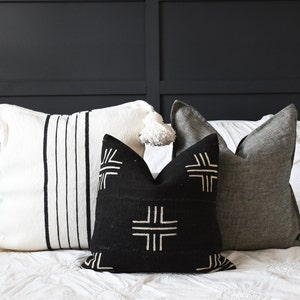 Black White Gray Decorative Pillow Combination 20 x 20 Sofa Pillow Set Decor Cover Combo Unique Accent Throw Pillows Gray linen pillow image 2