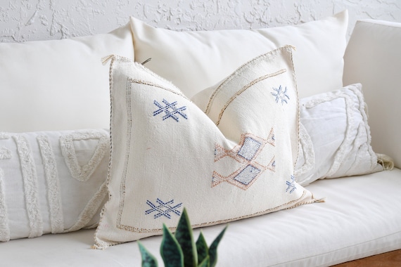 Cream Lumbar Pillow off White Authentic Moroccan Cactus Silk Morocco Boho Pillow Covers Decorative Pillow Case Tribal Pillow Case Etsy