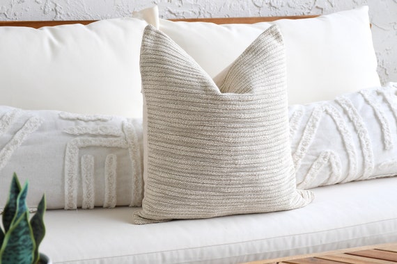 Accent Pillow-Cream Textured Stripes 18X18