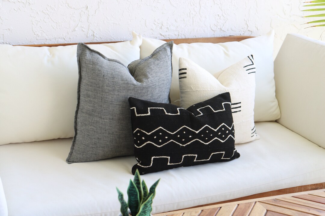 3 Gray Linen Pillow Cover Set, Black White Throw Pillow Cases, 18 X 18