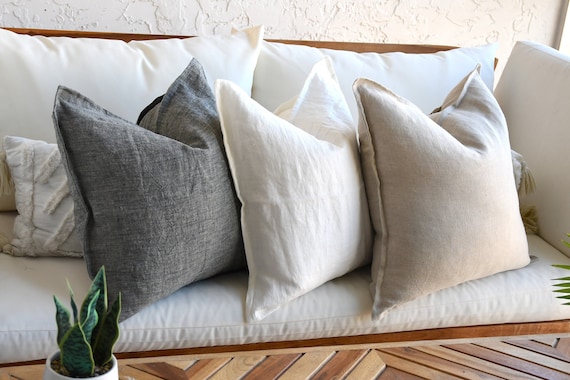 100 Linen Pillow Covers 20x20 Inch 18x18 Inch Pure Linen Throw Pillows Etsy