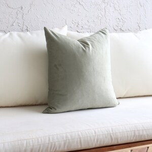 Sage Green Velvet Pillow, Light Green Soft Throw Pillows, Decorative ...