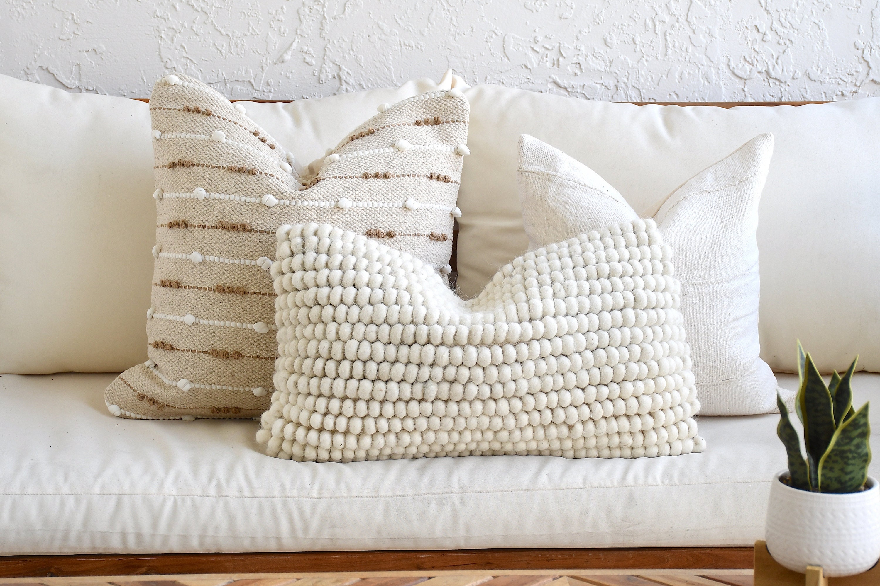 Set of 4 Pillow Covers Handwoven Boho Decorative Throw Pillows