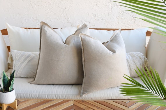 100 Linen Light Beige 18x18 Throw Pillow 20x20 Inch Covers Soft Throw Accent Pillows Decorative Pillow Linen Pillows 20 Inch Pillow Etsy