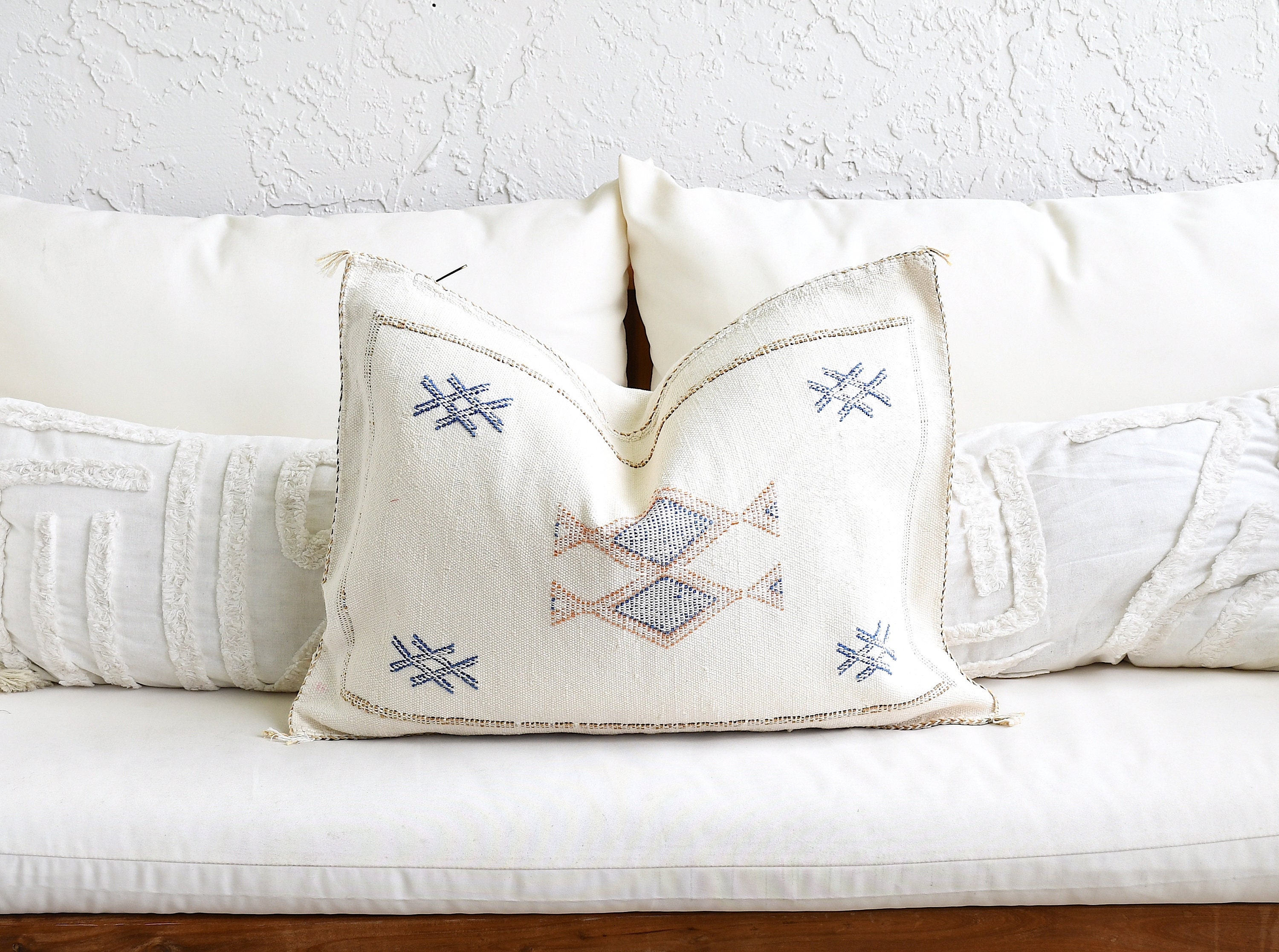 Moroccan cactus Silk Cream Lumbar Pillow Cover handmade handwoven Moroccan Boho Pillow Cover Decorative Pillow Case Tribal Pillow Case Etsy