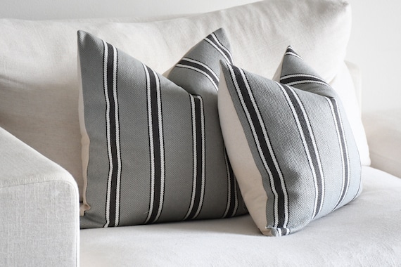 Buy BOHO 20x20 Cotton Pillow Case 18x8 Striped Throw Decorative Gray and White Pillow Cover Gray Striped Pillow Case Farmhouse Pillow Online in India Etsy