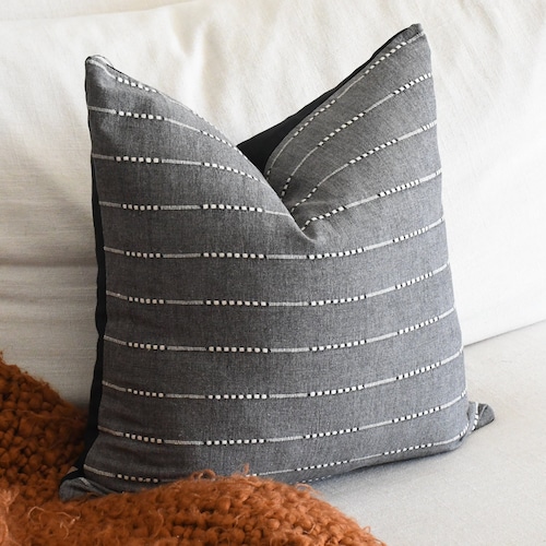 Gray and White Farmhouse Throw Pillow Covers Stripes Solids Etsy