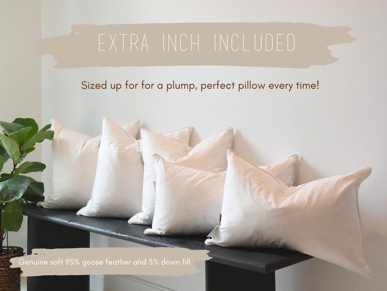 2 Pillow Insert Sets | Genuine Soft Down and Goose/Duck Feather Fill White Pillow Inserts | 20x20 | 18x18 image 5
