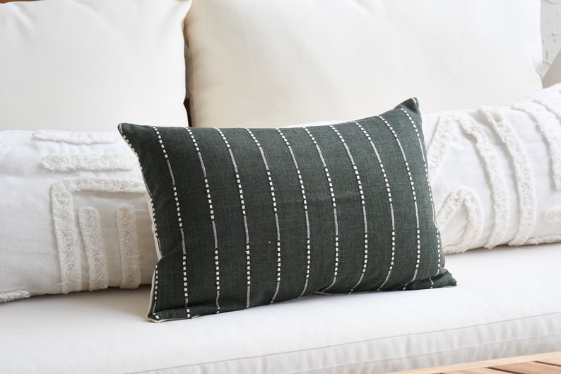 Green Lumbar Throw Pillow Covers 18 X 18 Green Cotton Pillow Etsy