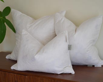 2 Pillow Insert Sets | Genuine Soft Down and Goose/Duck Feather Fill White Pillow Inserts | 20x20 | 18x18
