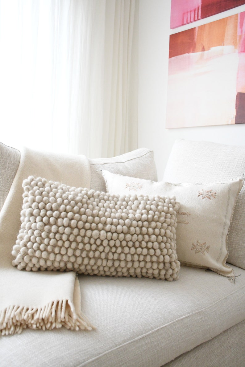 Decorative Pillow Offwhite Textured Lumbar Pillow Etsy