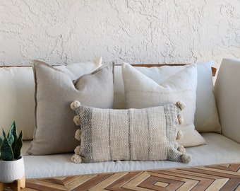 Neutral Boho Pillow Set Beige Sofa Pillow Set White Mud Cloth