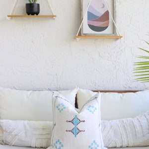 White Moroccan Cactus Silk Pillow Cover, Authentic Handmade Decorative Boho Pillows, Throw Pillow Decor, Decorative Pillow Case image 2