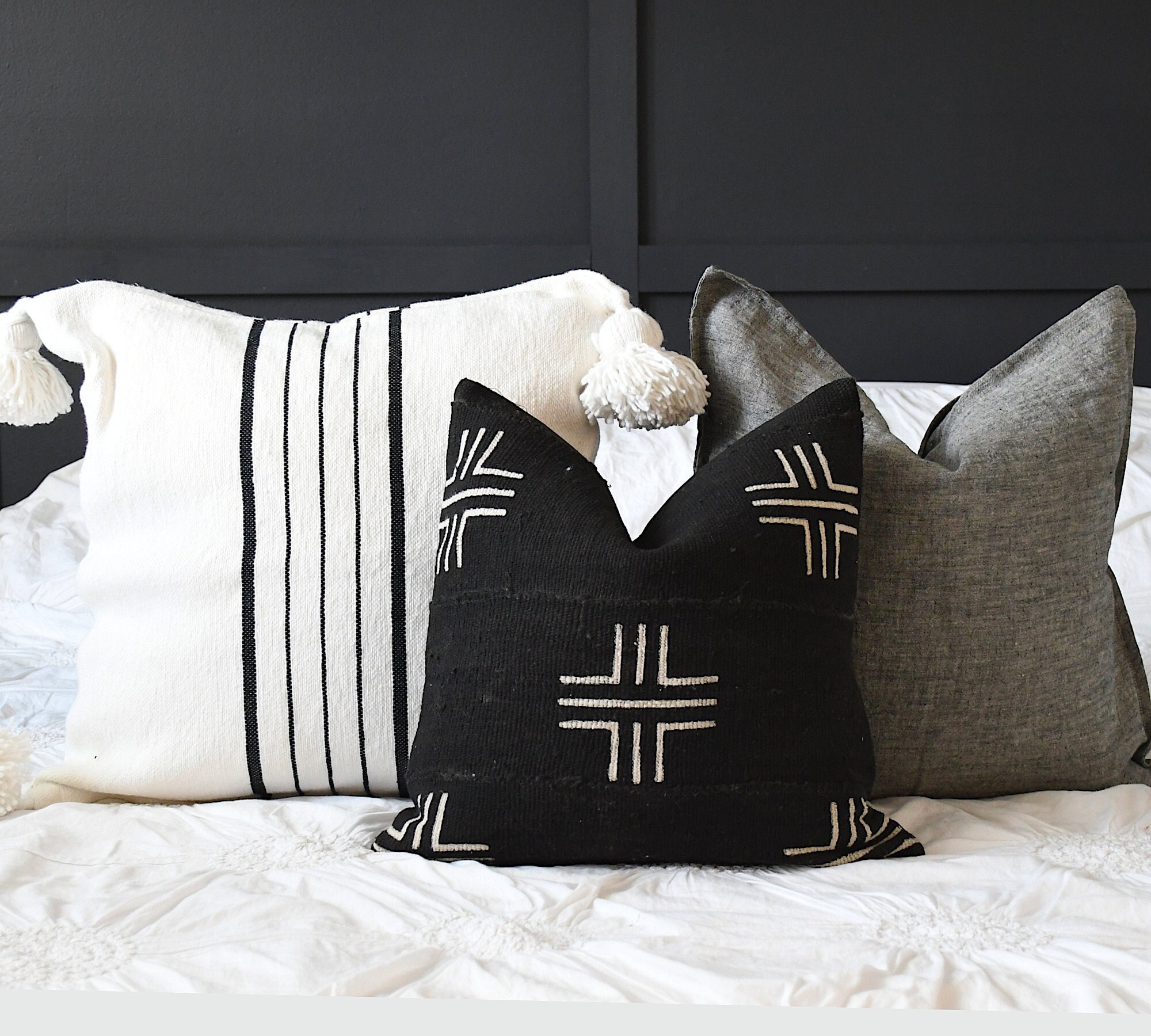 Grey and white sofa pillows sale