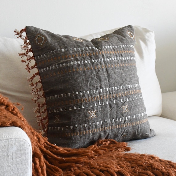 20 X 20 Pillow Covers Cotton Brown Textured handmade Cushion Cover Soft Throw Boho Pillow Cover Green Decorative Pillow Cover Etsy